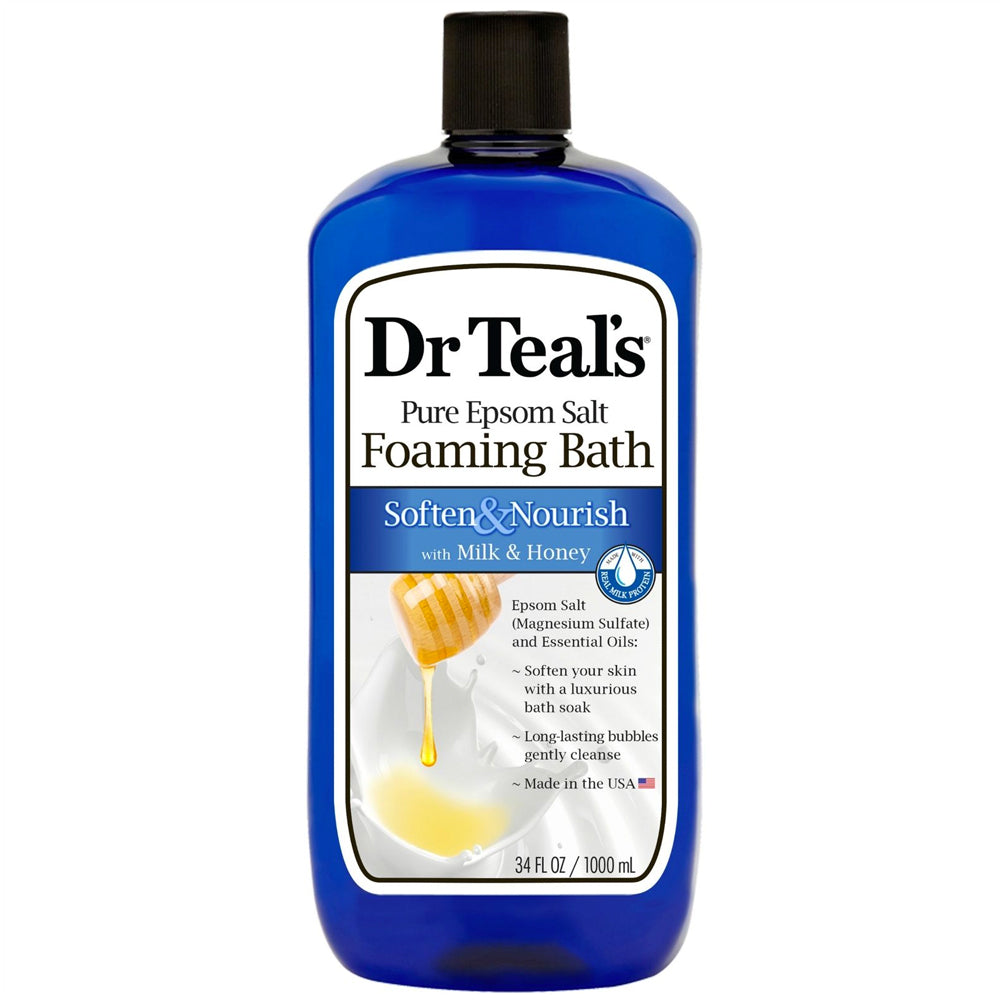 Dr. Teal's Foaming Bath, Soften & Nourish with Milk & Honey, 34 oz