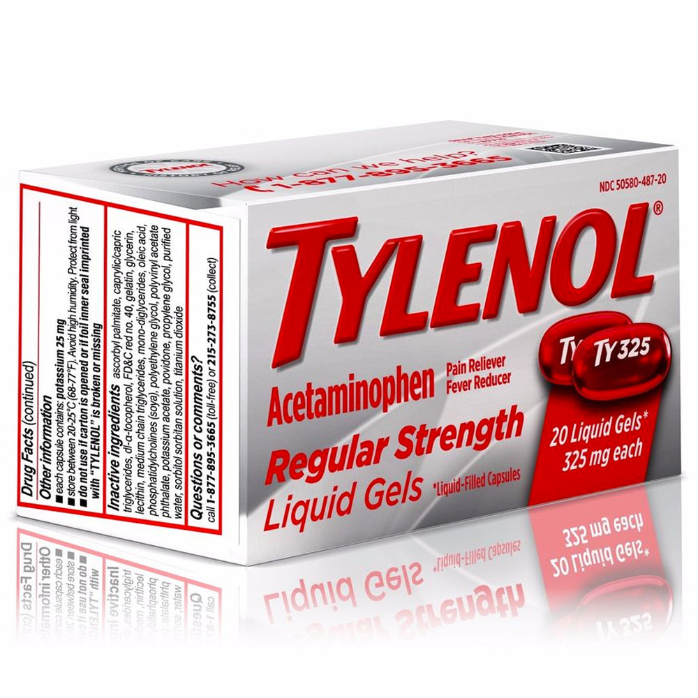 TYLENOL Regular Strength, 325 mg, Liquid Gels, 20 ea