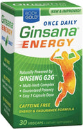 Body Gold Ginsana Energy, Caffine Free Energy, VegCaps, 30 ea - OTC Shoppe Express
