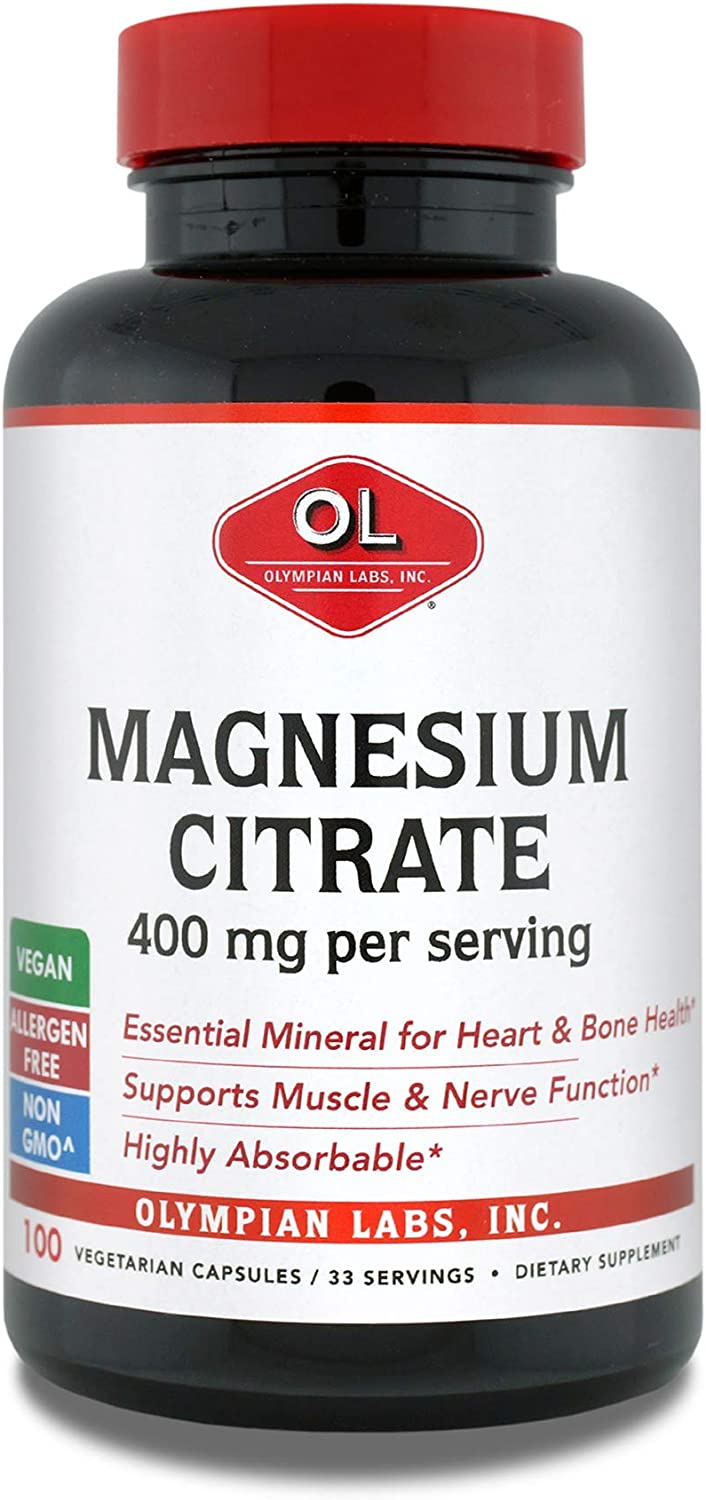 Olympian Labs Magnesium Citrate, 400 mg, Veggie Capsules, 100 ea
