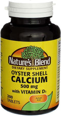 Nature's Blend Oyster Shell Calcium, 500 mg, with D3, Tablets, 200 ea