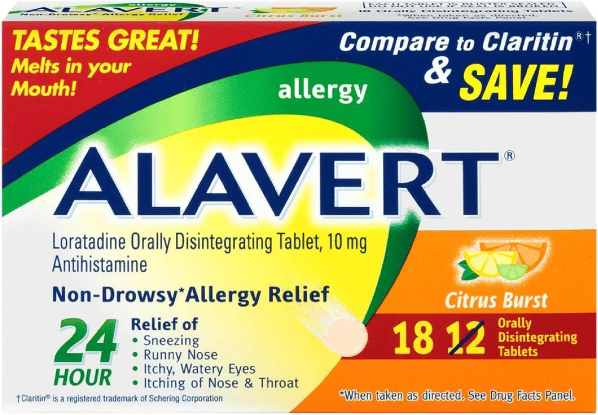 Alavert Loratadine, Orally Disintegrating Tablets, Citrus Burst, 18 ea - OTC Shoppe Express