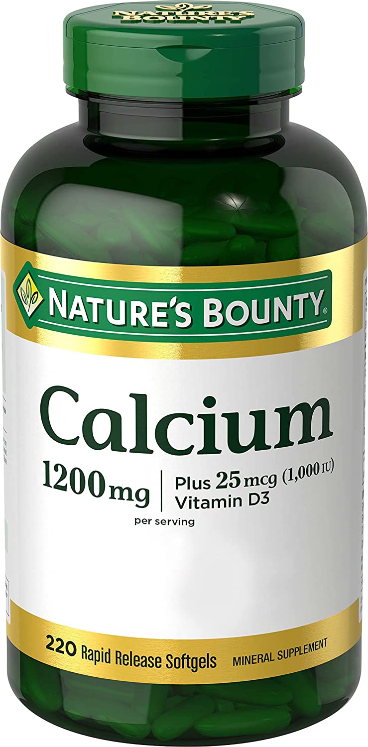 Nature's Bounty Calcium 1200 mg Plus 1000 IU Vitamin D3, Weichkapseln, 220 Stk.