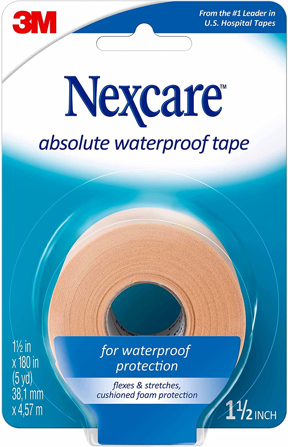 Nexcare Absolute Waterproof Pflaster-Tape breit, 1.5 x 180 inches, 5 yard, 1 Stk.
