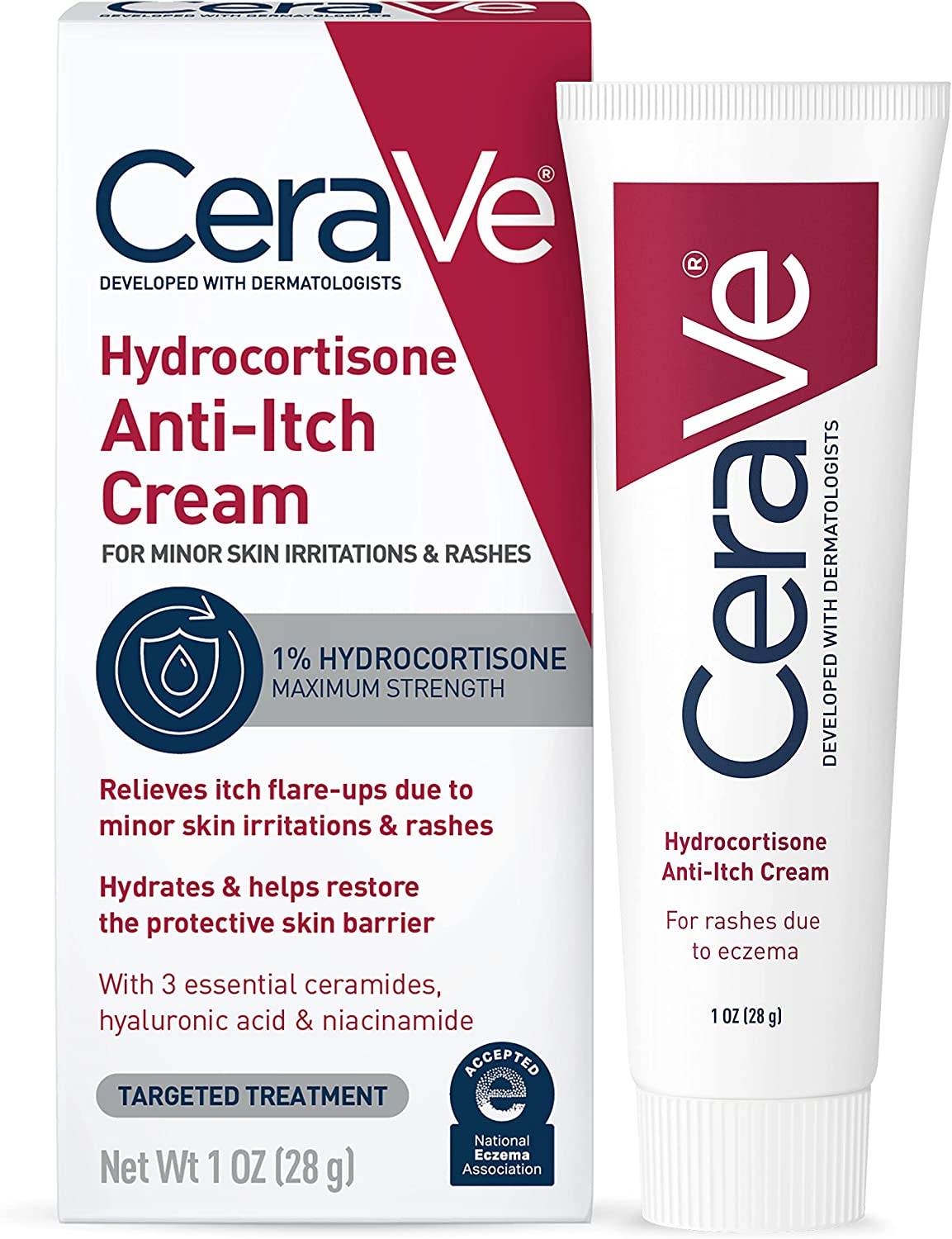 CeraVe Hydrocortisone Anti-Itch Cream, Fragrance Free, 1 oz - OTC Shoppe Express
