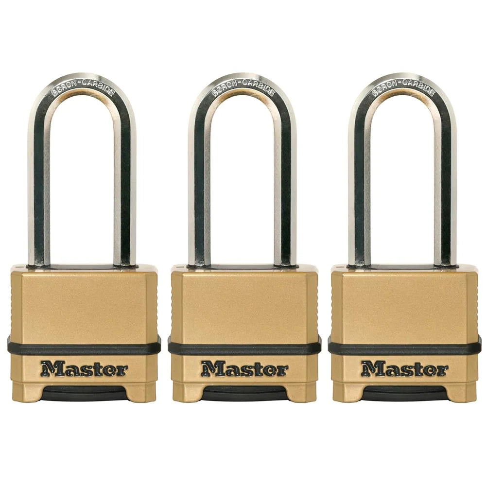 Master Lock Wide Magnum Zinc Body Padlock with Shackle, 2 in, 3 ea