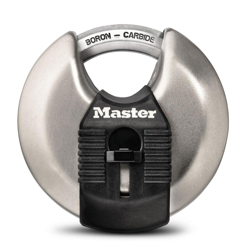 Master Lock Wide Magnum Stainless Steel Discus Padlock with Shrouded Shackle, 2-3/4 in, 1 ea