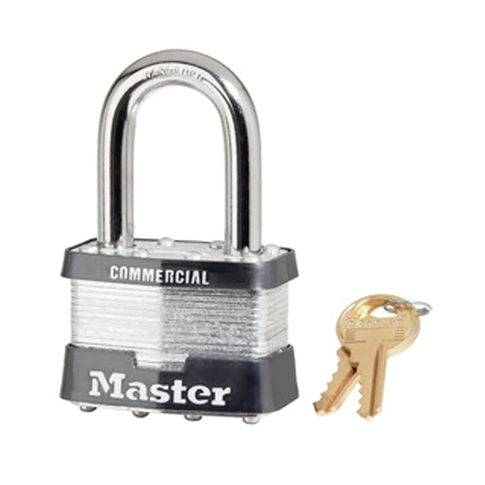 Master Lock Wide Laminated Steel Pin Tumbler Padlock with 38 mm Shackle, 2 in, 1 ea