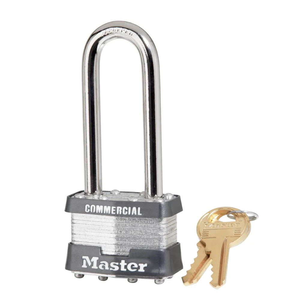 Master Lock Wide Laminated Steel Pin Tumbler Padlock with Shackle, 1-3/4 in, 1 ea
