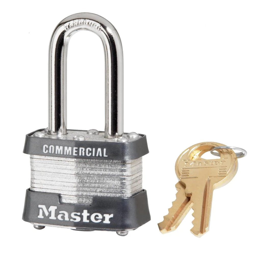 Master Lock Wide Laminated Steel Pin Tumbler Padlock with Shackle, 1-9/16 in, 1 ea