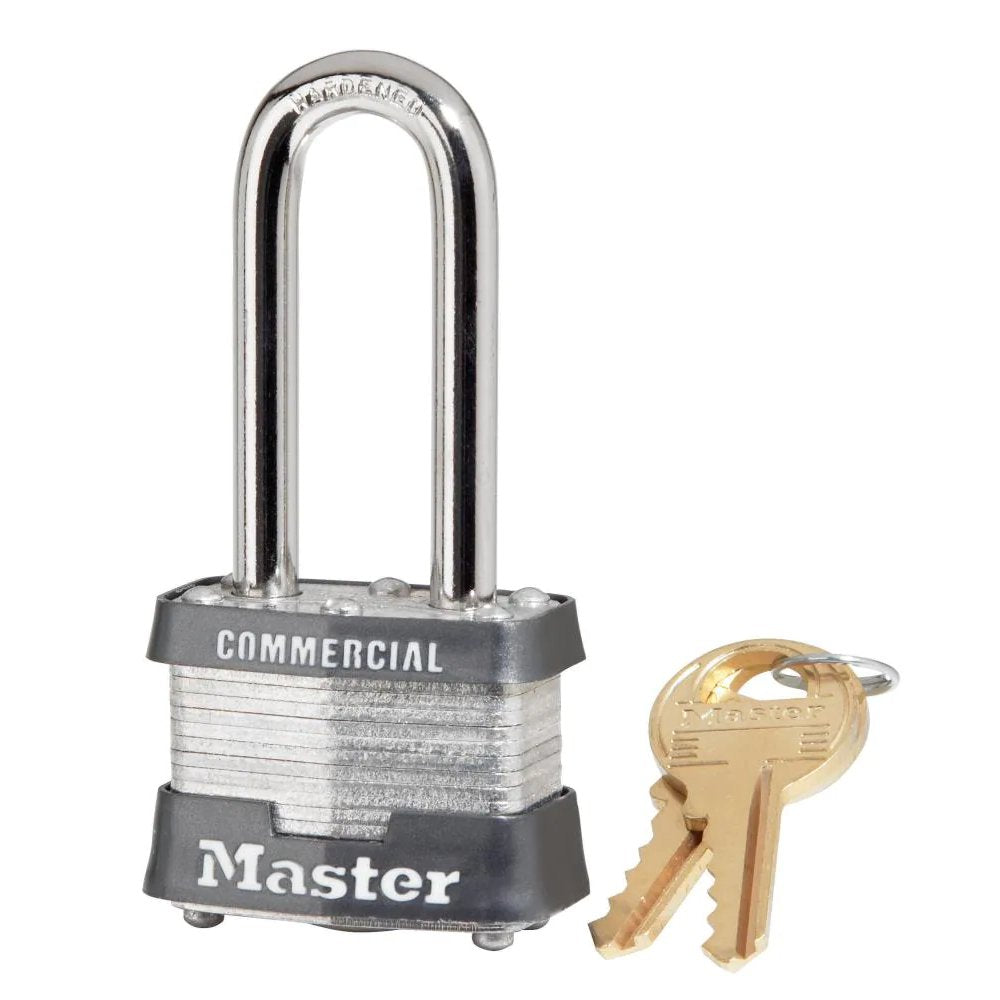 Master Lock Wide Laminated Steel Pin Tumbler Padlock with Shackle, 1-9/16 in, 1 ea