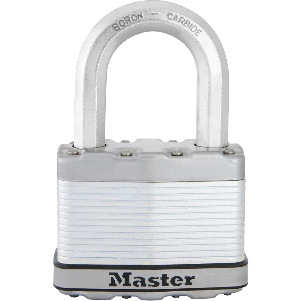 Master Lock Wide Magnum Laminated Steel Padlock with Shackle, 2-1/2 in, 1 ea