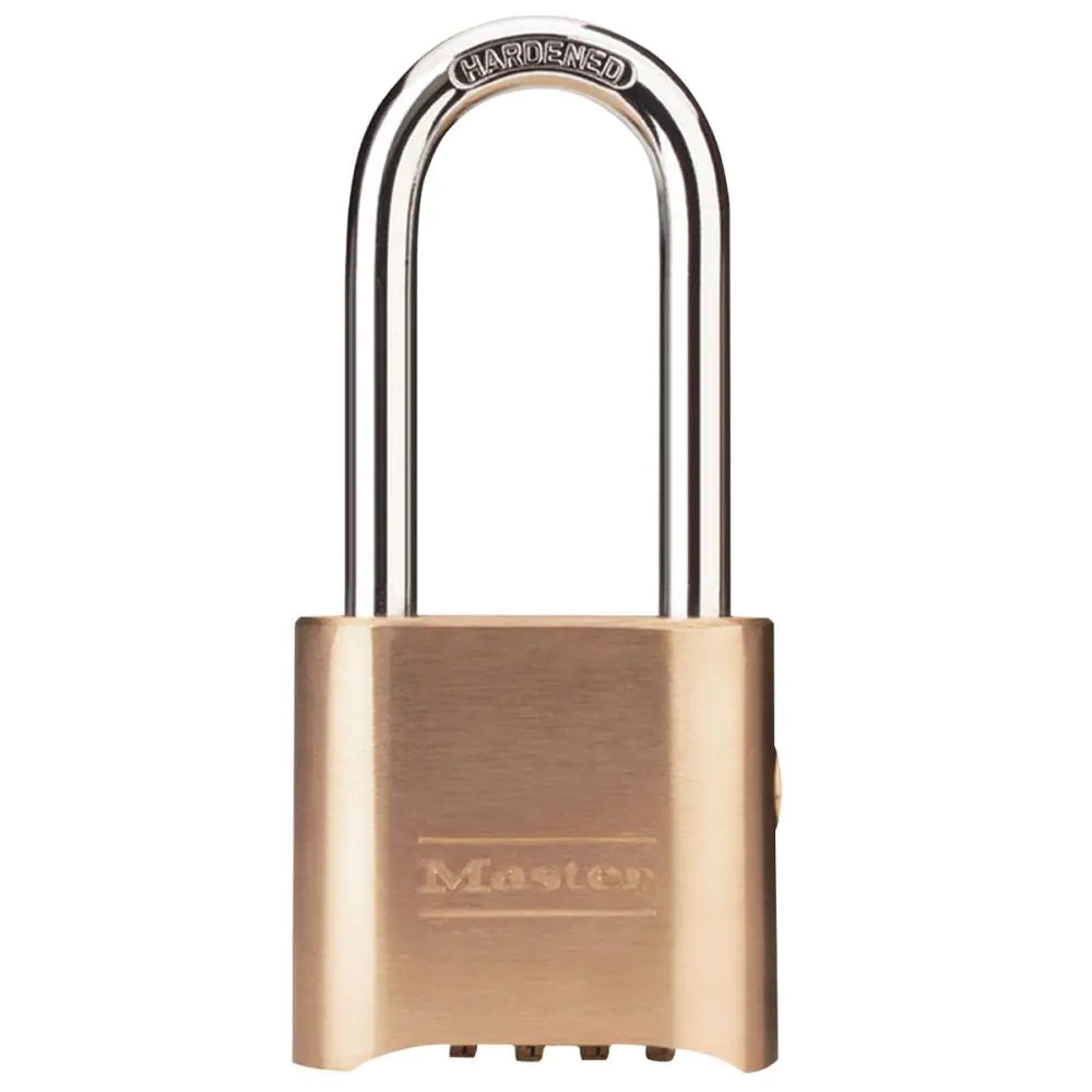 Master Lock Wide Resettable Combination Brass Padlock with Shackle, 2-in, 1 ea