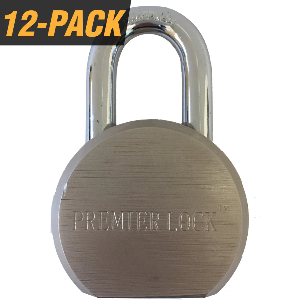 Premier Lock Premier Solid Steel Commercial Gate Keyed Padlock with Short Shackle and Keys, 2-1/2 in, 12 ea