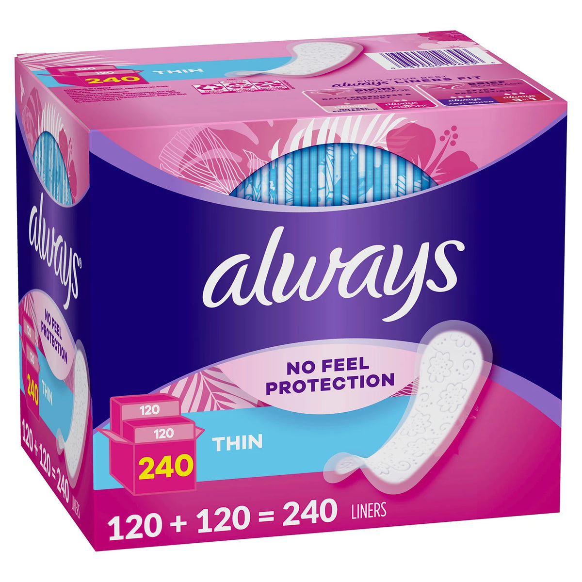Always Thin Liners, 240 ea