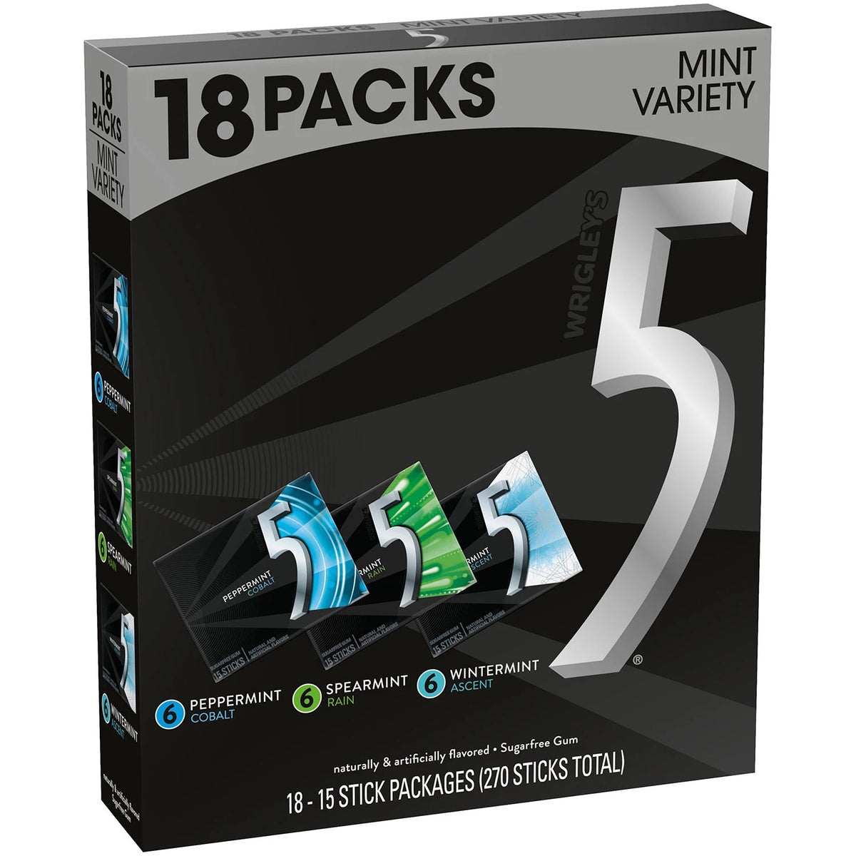 Wrigley's 5 Gum Sugar-Free Bulk Pack, Variety Mint, 18 ea