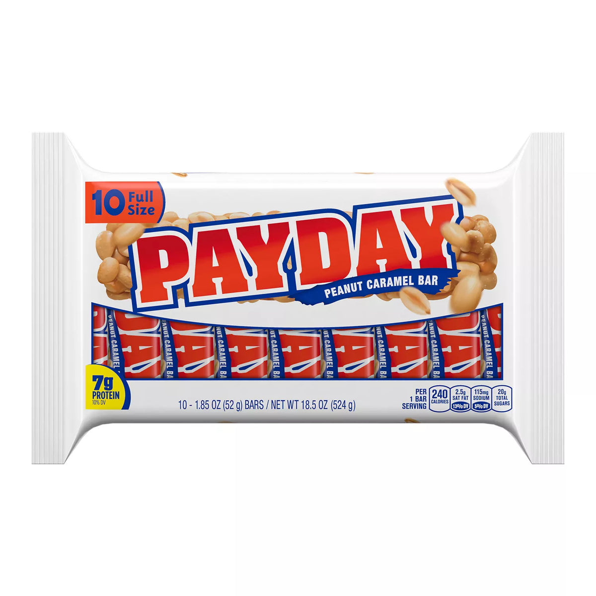 Payday Peanut Caramel Candy Bars, 10 ea