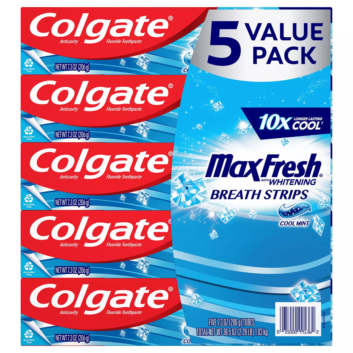 Colgate Max Fresh Toothpaste Packs, Cool Mint, 5 ea