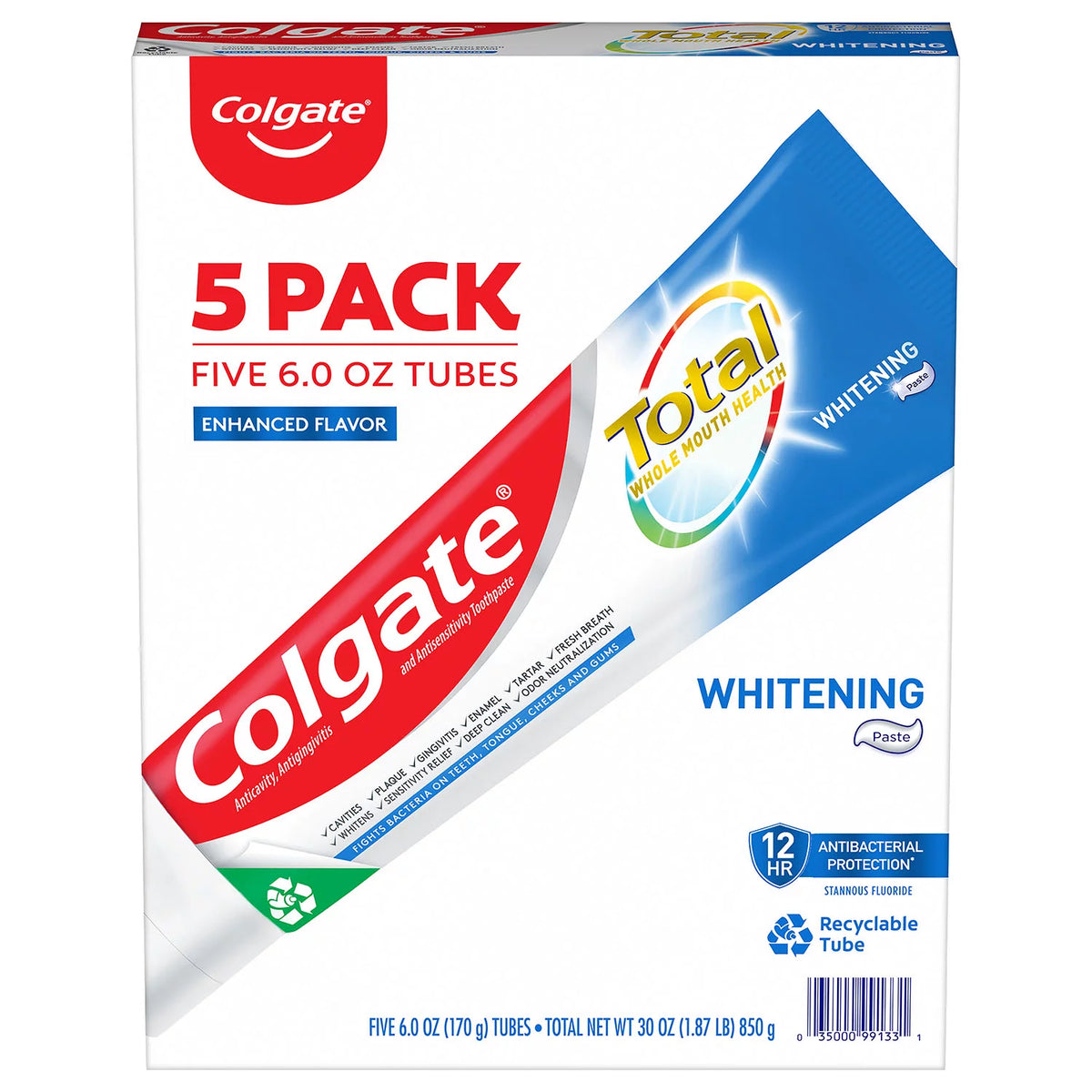 Colgate Total Whitening Toothpaste Pack, 5 ea
