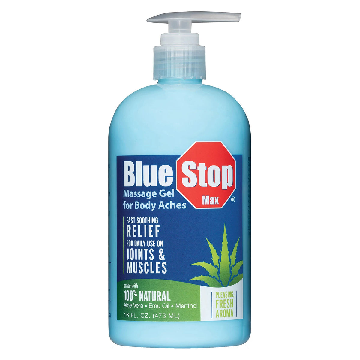 Blue Stop Max Massage Gel for Body Aches, 16 oz