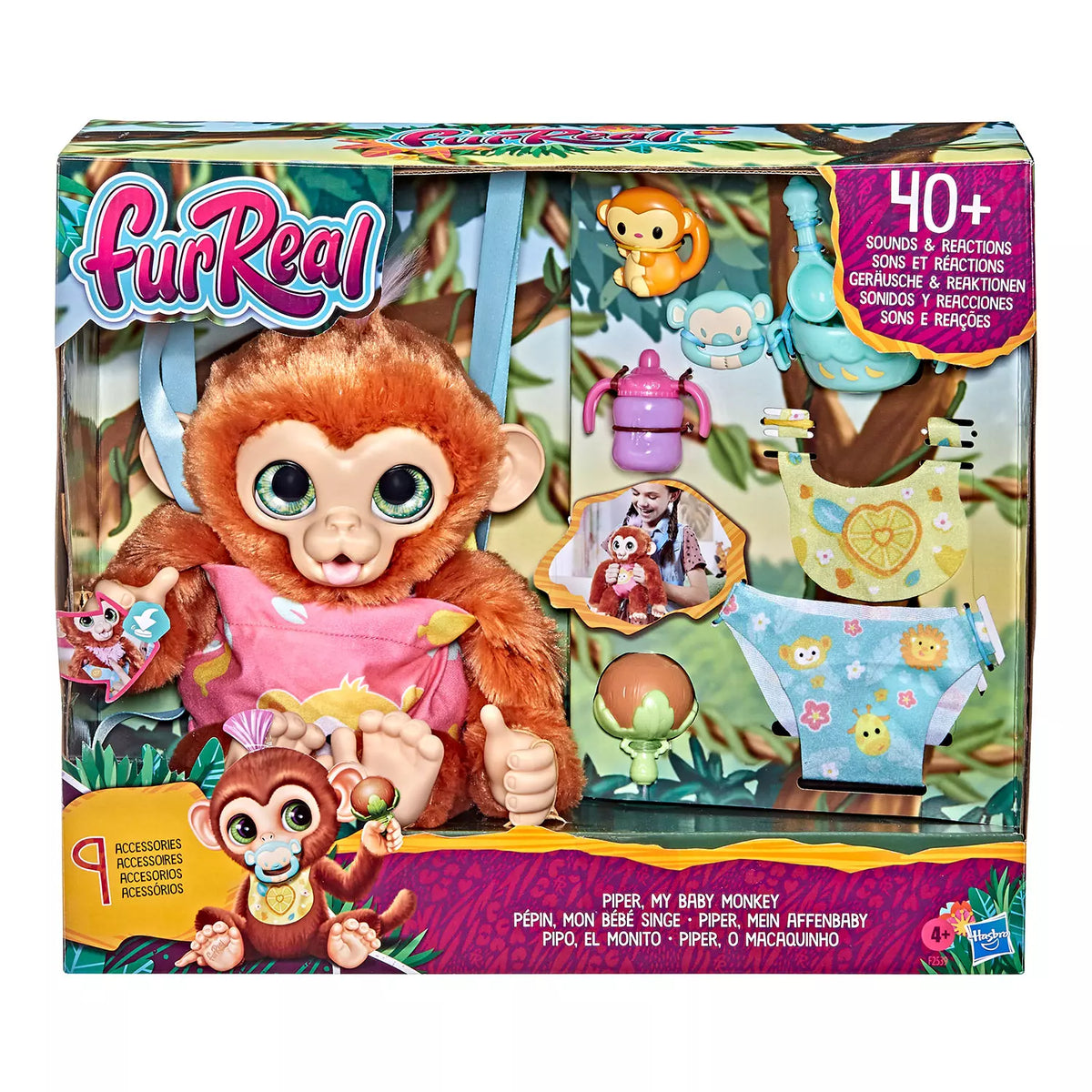 FurReal My Baby Monkey Interactive Doll, Piper, 1 ea