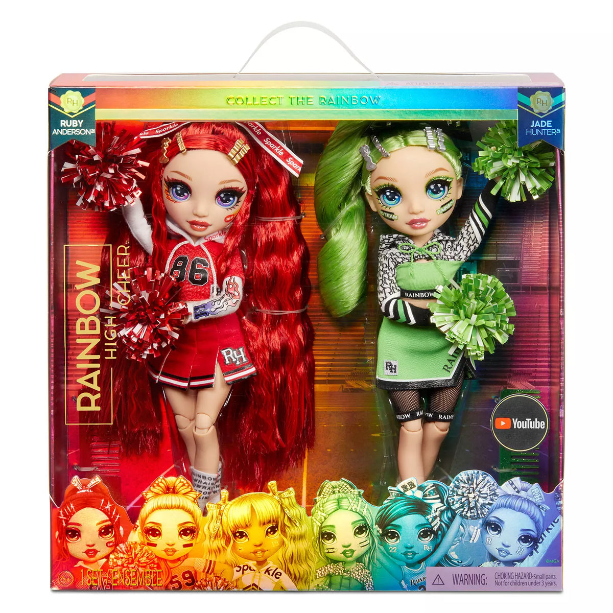 Rainbow High Cheer Dolls Twin Pack, Ruby Anderson and Jade Hunter, 1 ea