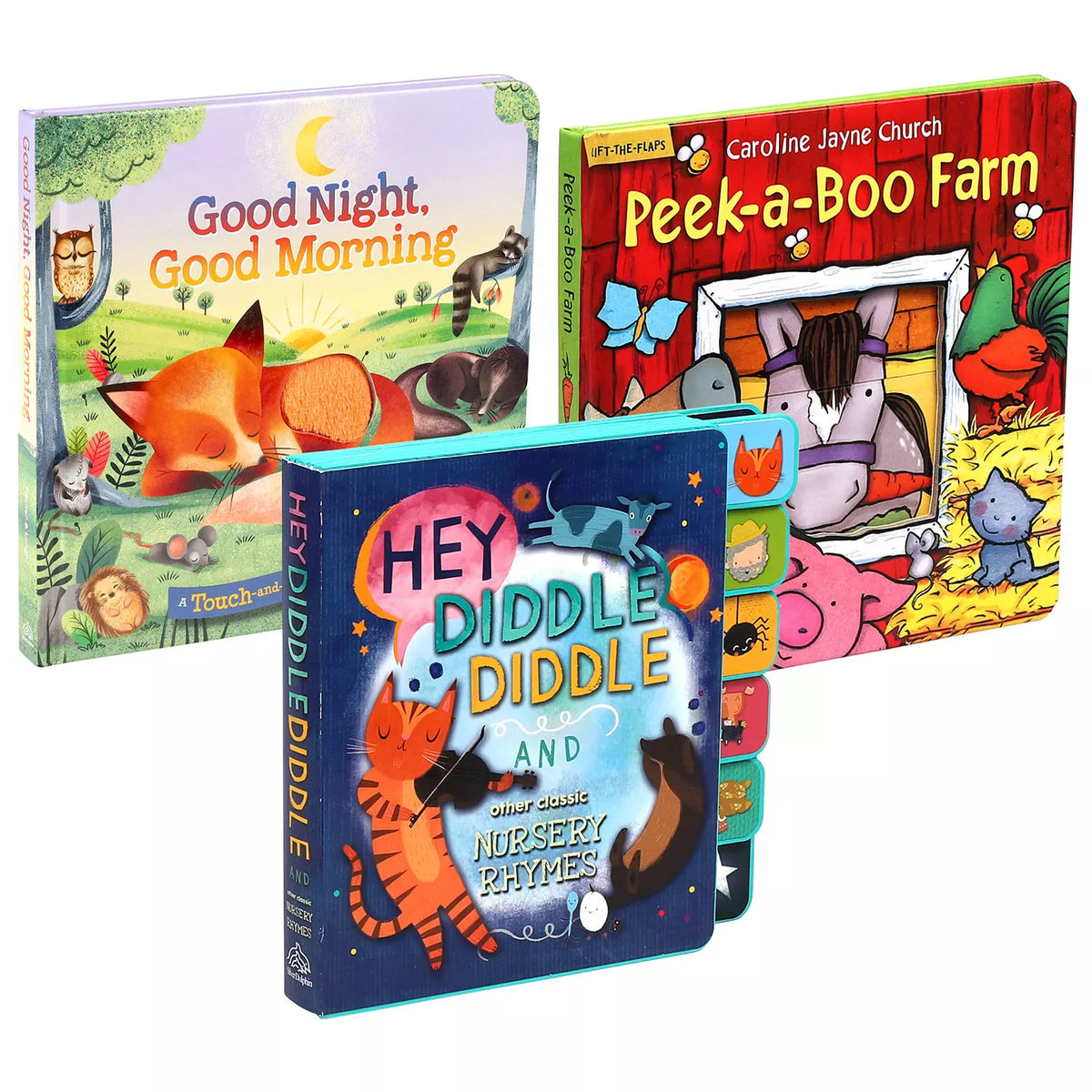 Classic Nursery Rhymes Book Bundle: Hey Diddle Diddle, Good Night, Good Morning, & Peek-A-Boo Farm, 1 ea