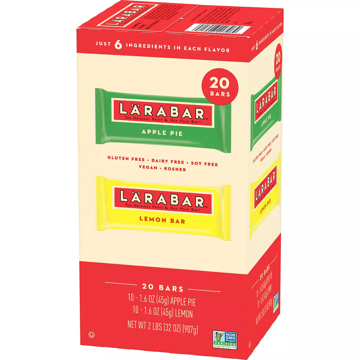 Larabar Fruit & Nut Bar, Apple Pie and Lemon Bar, 20 ea