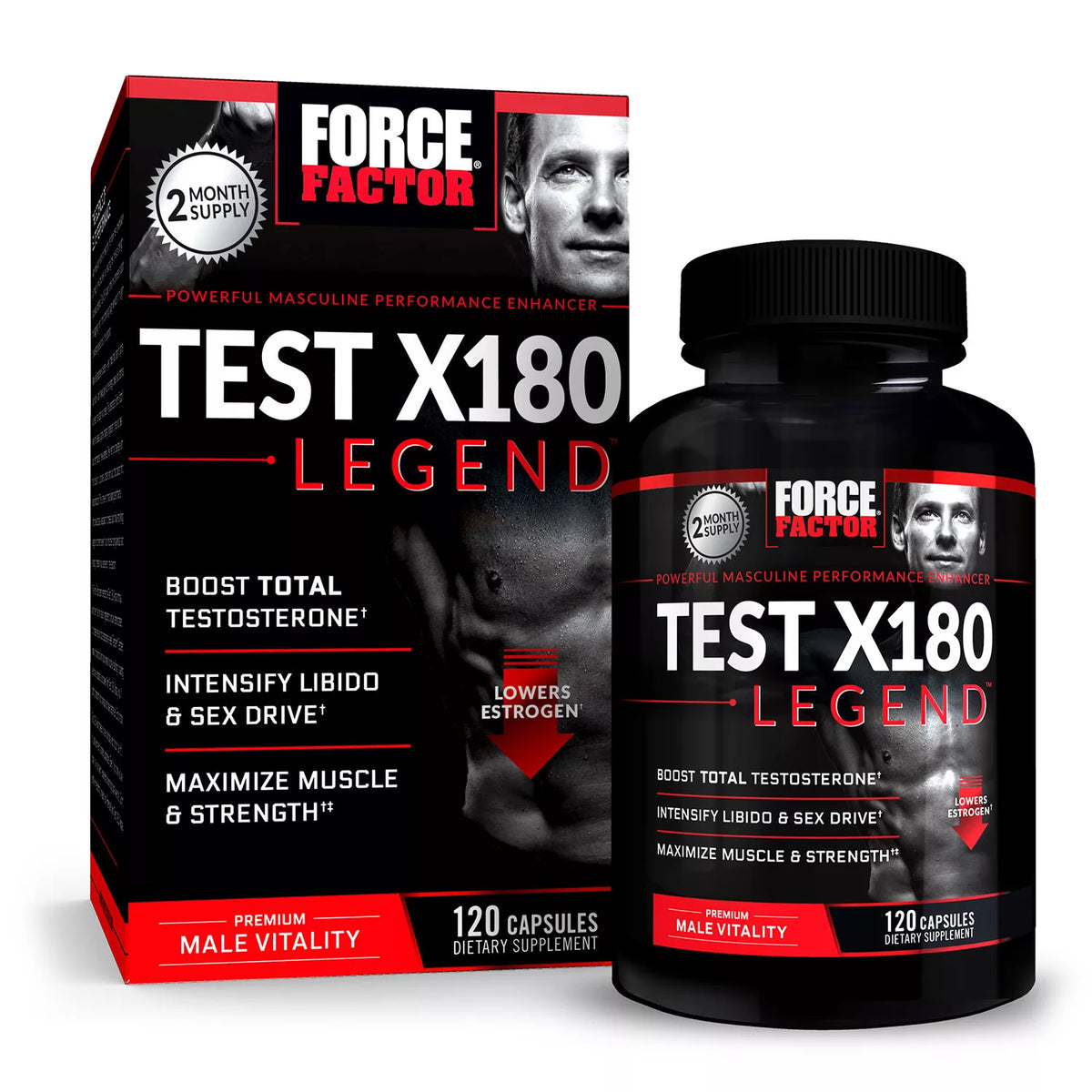 Force Factor Test X180 Legend Testosterone Booster Capsules, 120 ea