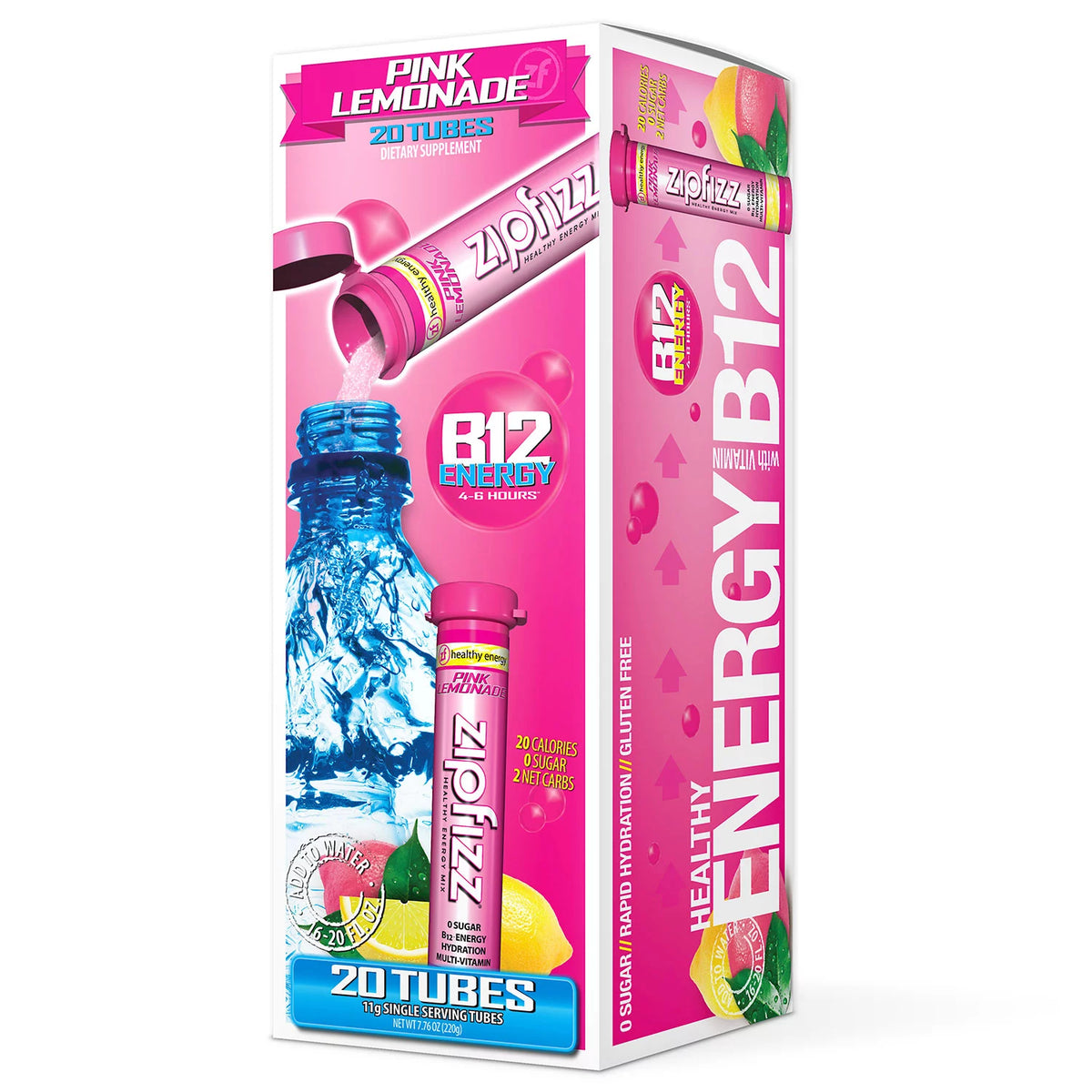 Zipfizz Energy Drink Mix Pack, Pink Lemonade, 20 ea