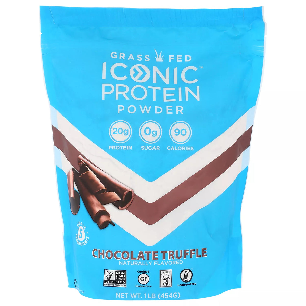 ICONIC Protein Grass Fed Protein Powder, Chocolate, 16 oz