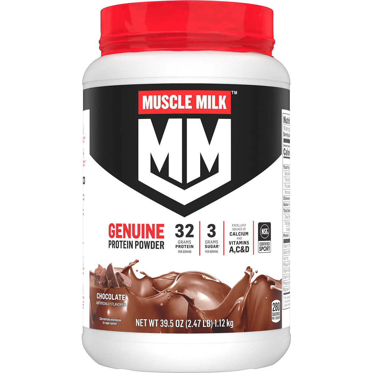 Muscle Milk Genuine Protein Powder, Chocolate, 39.5 oz