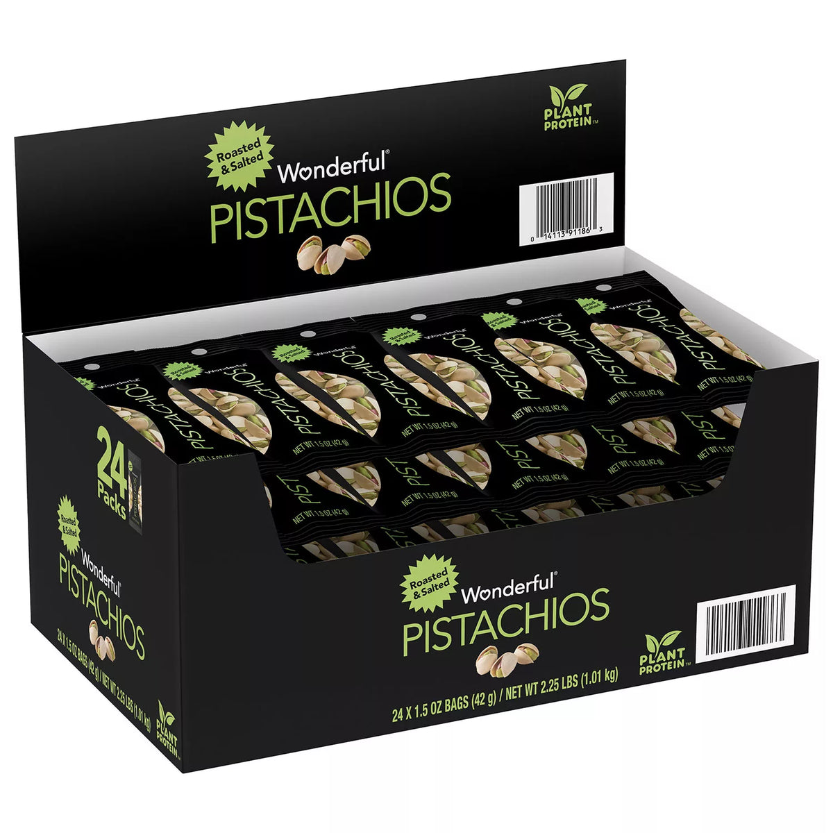 Wonderful Pistachios Pack, Roasted and Salted, 24 ea