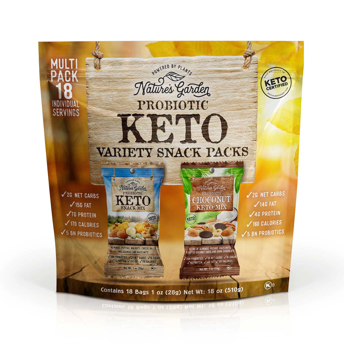 Nature's Garden Probiotic Keto Trail Mix Variety Pack, 18 oz