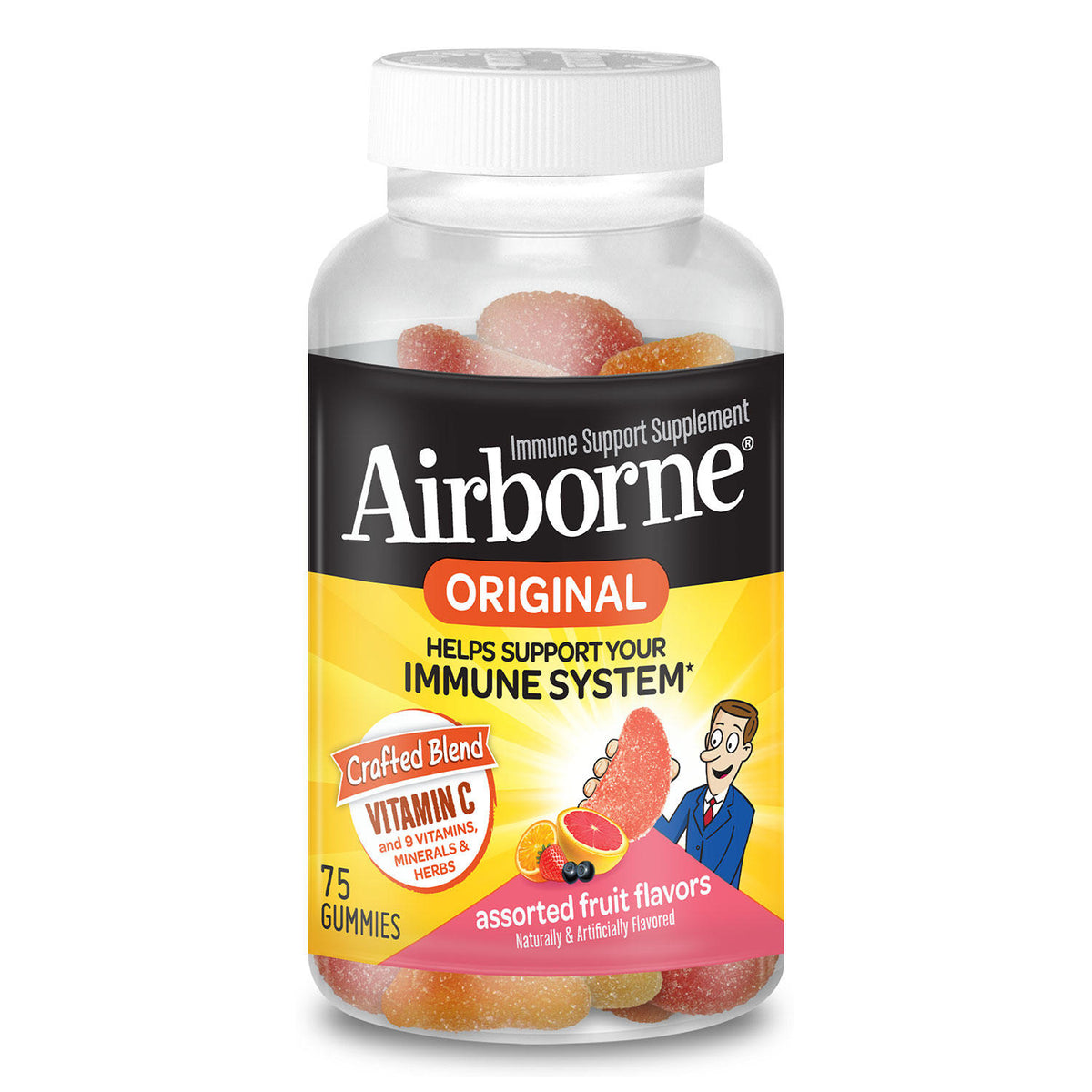 Airborne Assorted Fruit Flavored Gummies, 75 ea