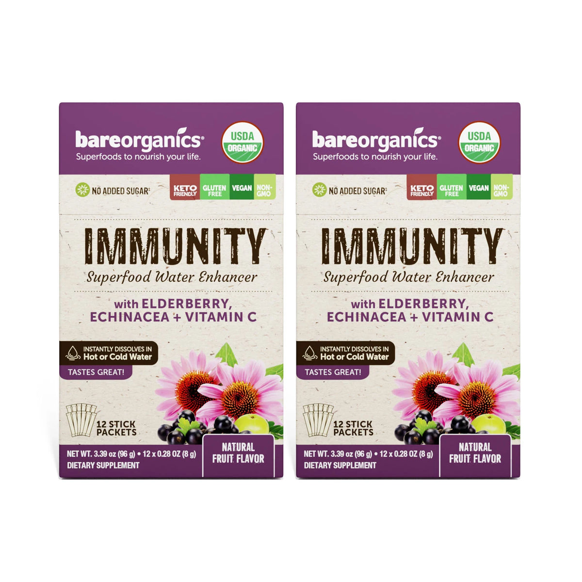Bare Organics Immunity Water Enhancer Twin Pack, 2 ea