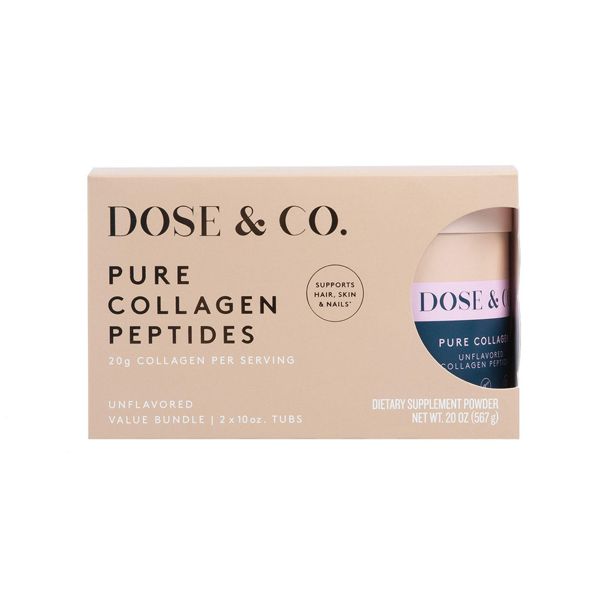 Dose & Co Pure Collagen Peptides Powder, Unflavored, 2 ea