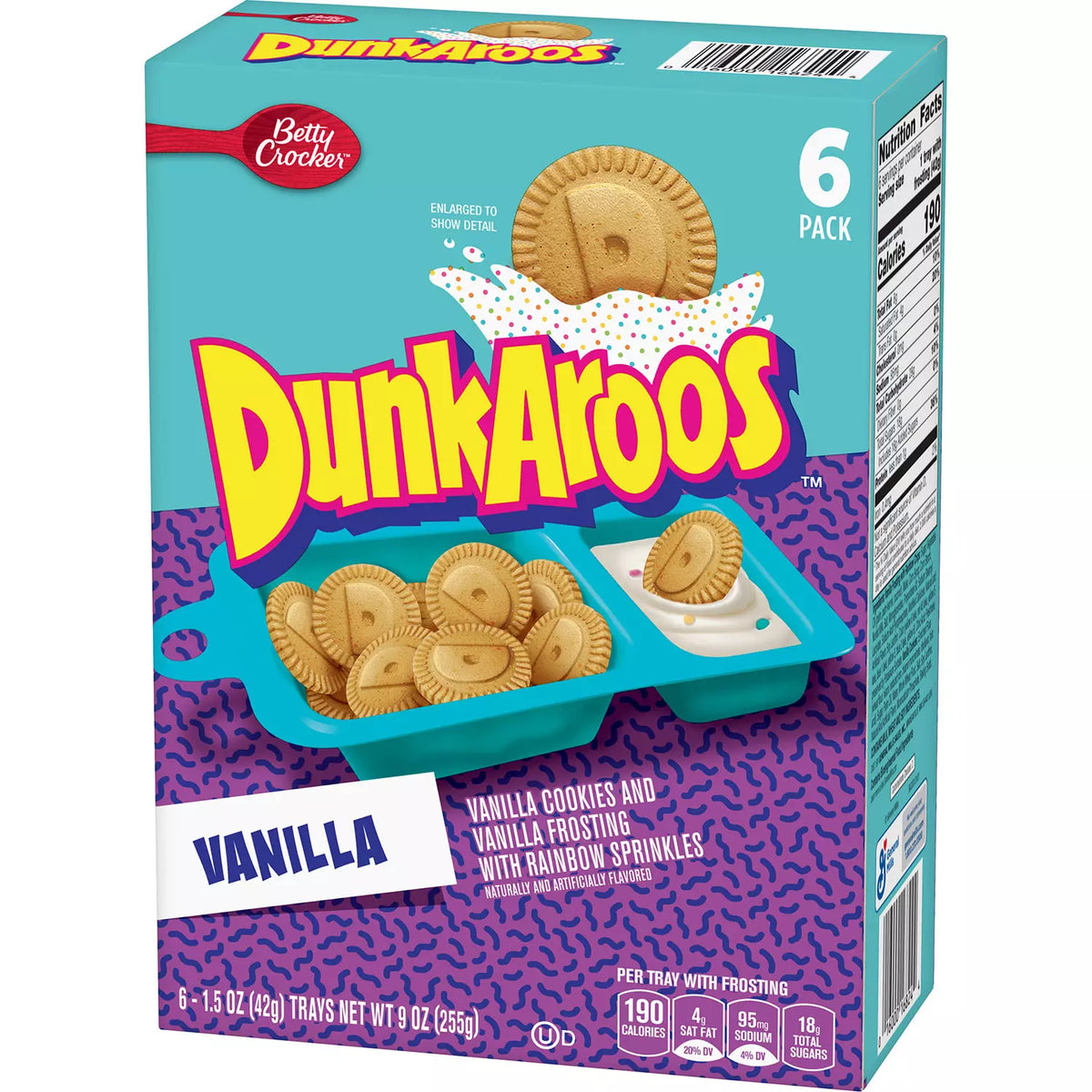 Dunkaroos Vanilla Cookies and Vanilla Frosting with Rainbow Sprinkles, 6 ea
