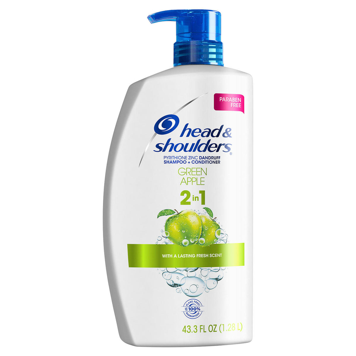 Head and Shoulders Anti-Dandruff 2 in 1 Shampoo and Conditioner, Green Apple, 43.3 oz