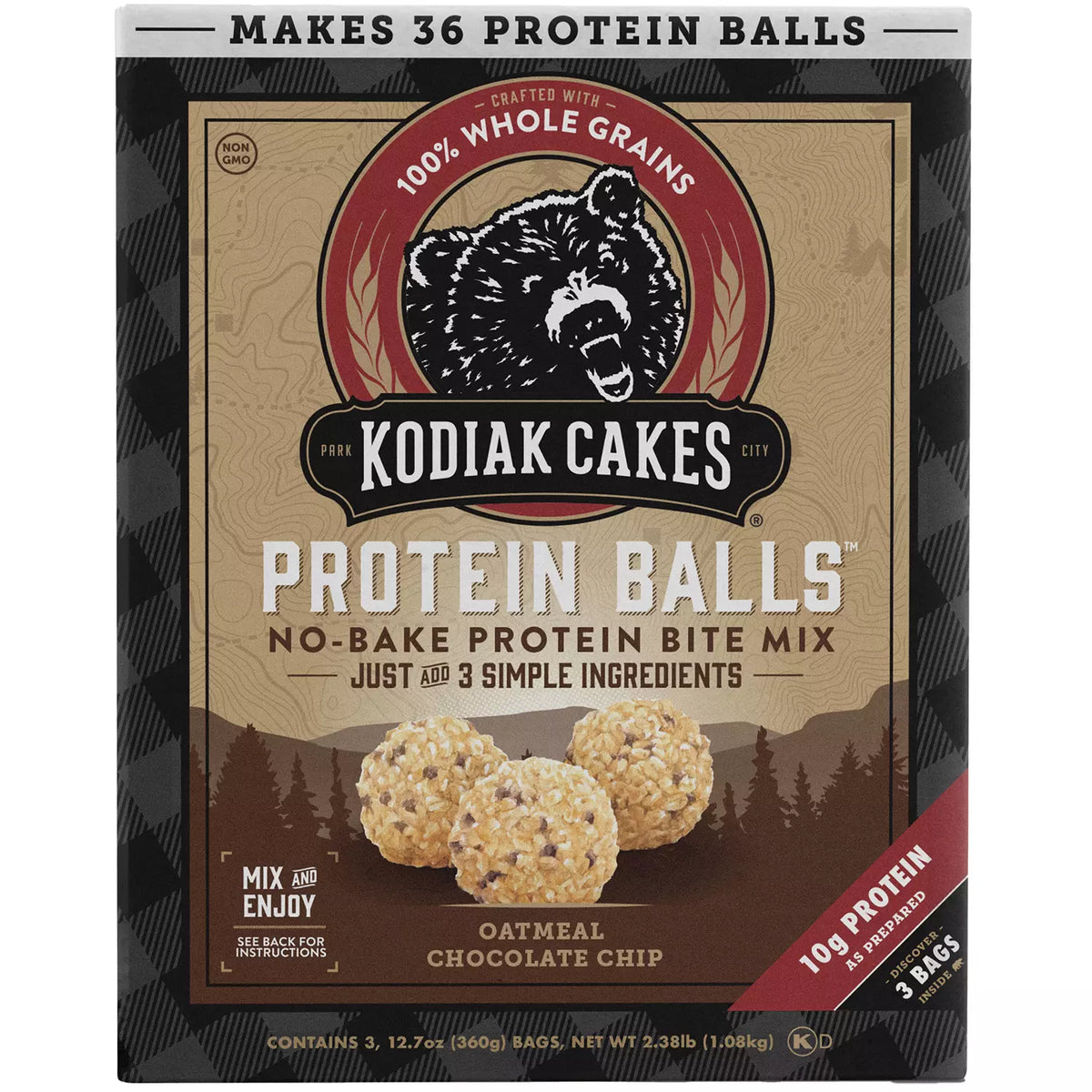 Kodiak Cakes Protein Balls, Oatmeal Chocolate Chip, 3 ea