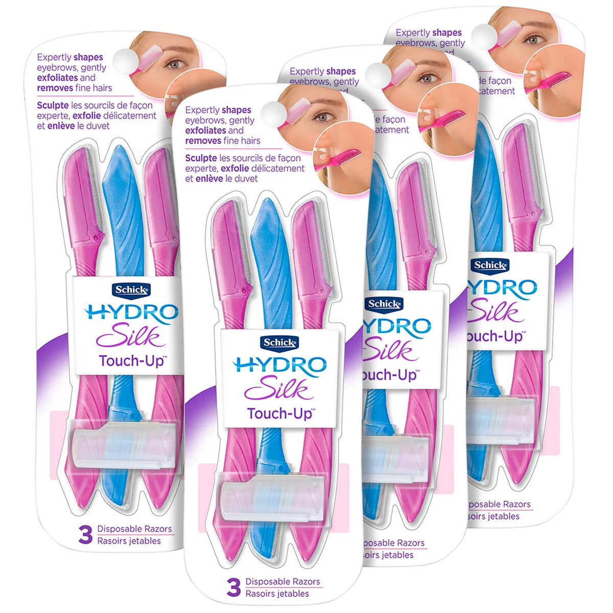 Schick Hydro Silk Facial Touch-Up Razor Packs, 4 ea
