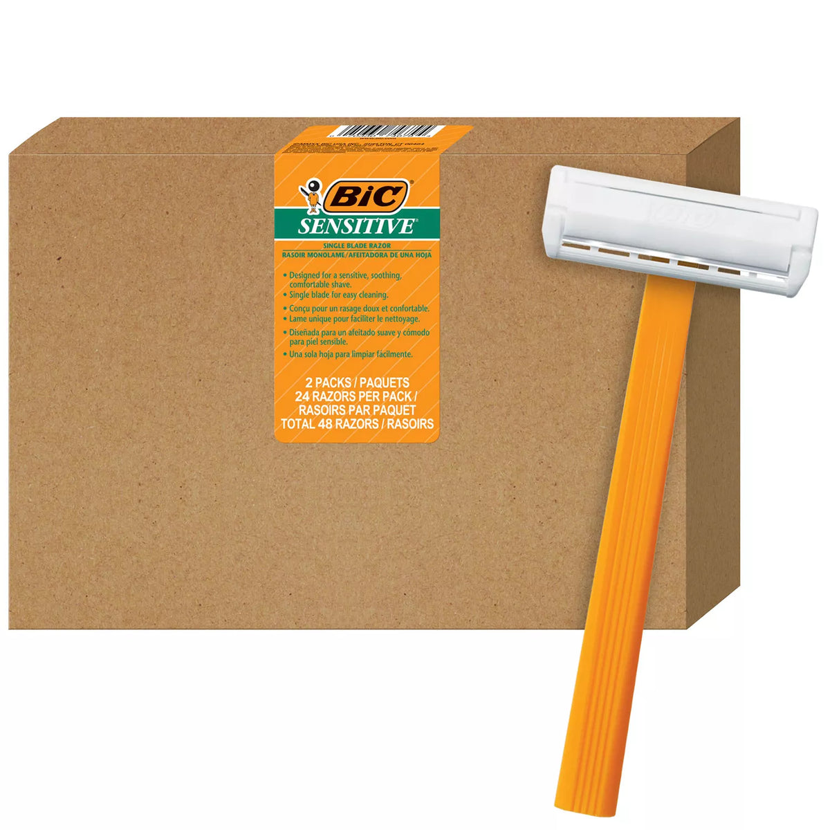 BIC Sensitive Men's Disposable Razor Pack, 48 ea