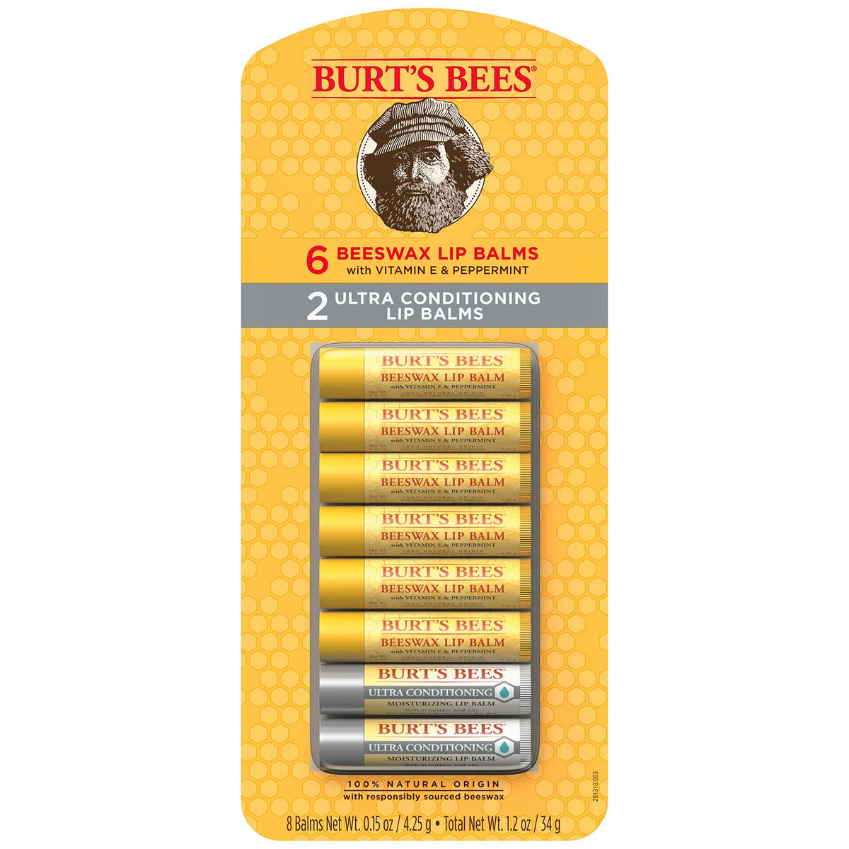 Burt's Bees 100% Natural Origin Moisturizing Lip Balm Pack, 8 ea
