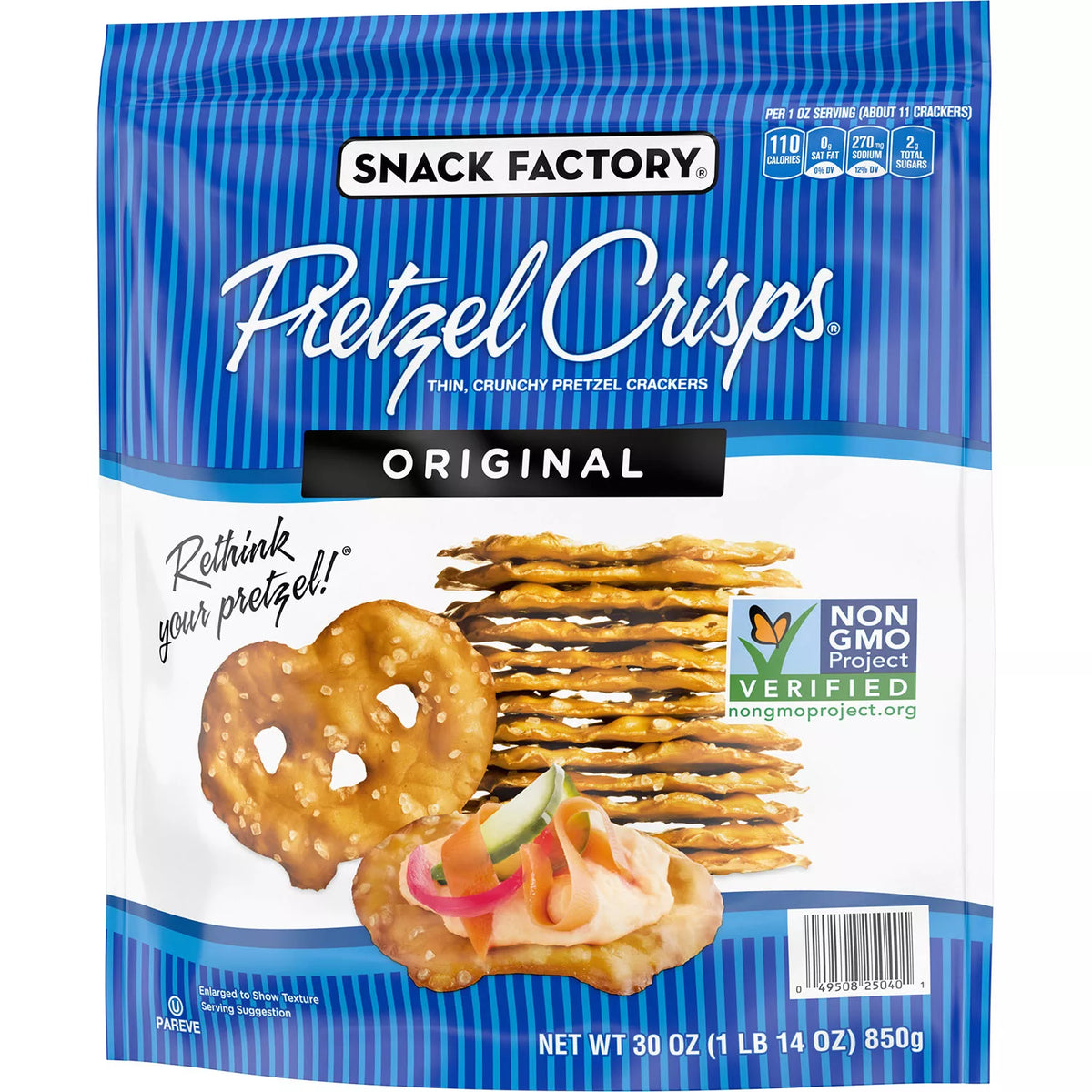 Snack Factory Pretzel Crisps Original, 30 oz