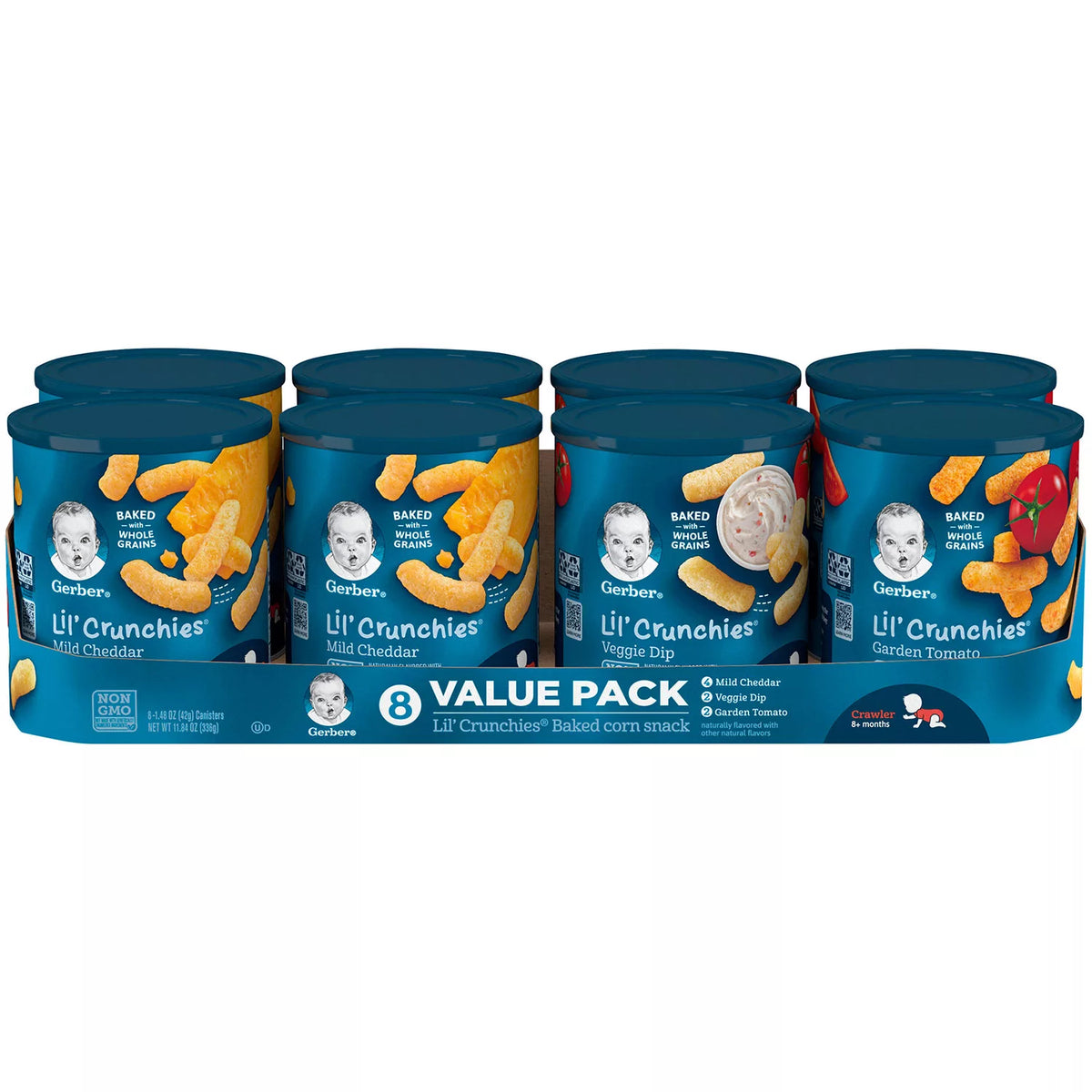 Gerber Lil' Crunchies Baked Corn Snack Variety Pack, 8 ea