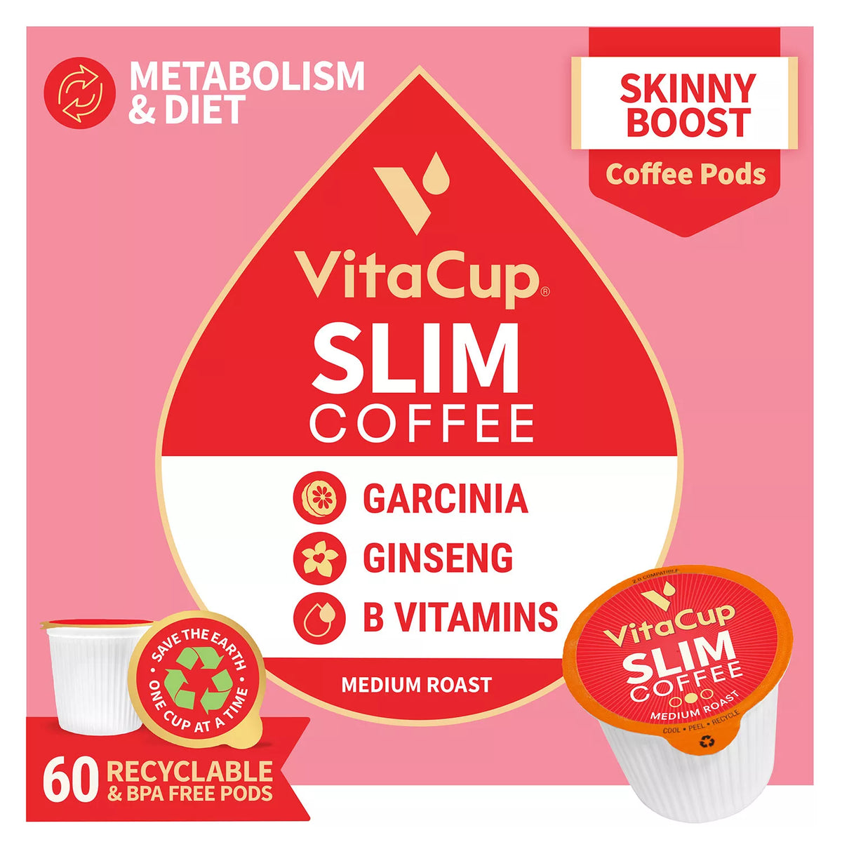 VitaCup Slim Blend Coffee Pods, 60 ea