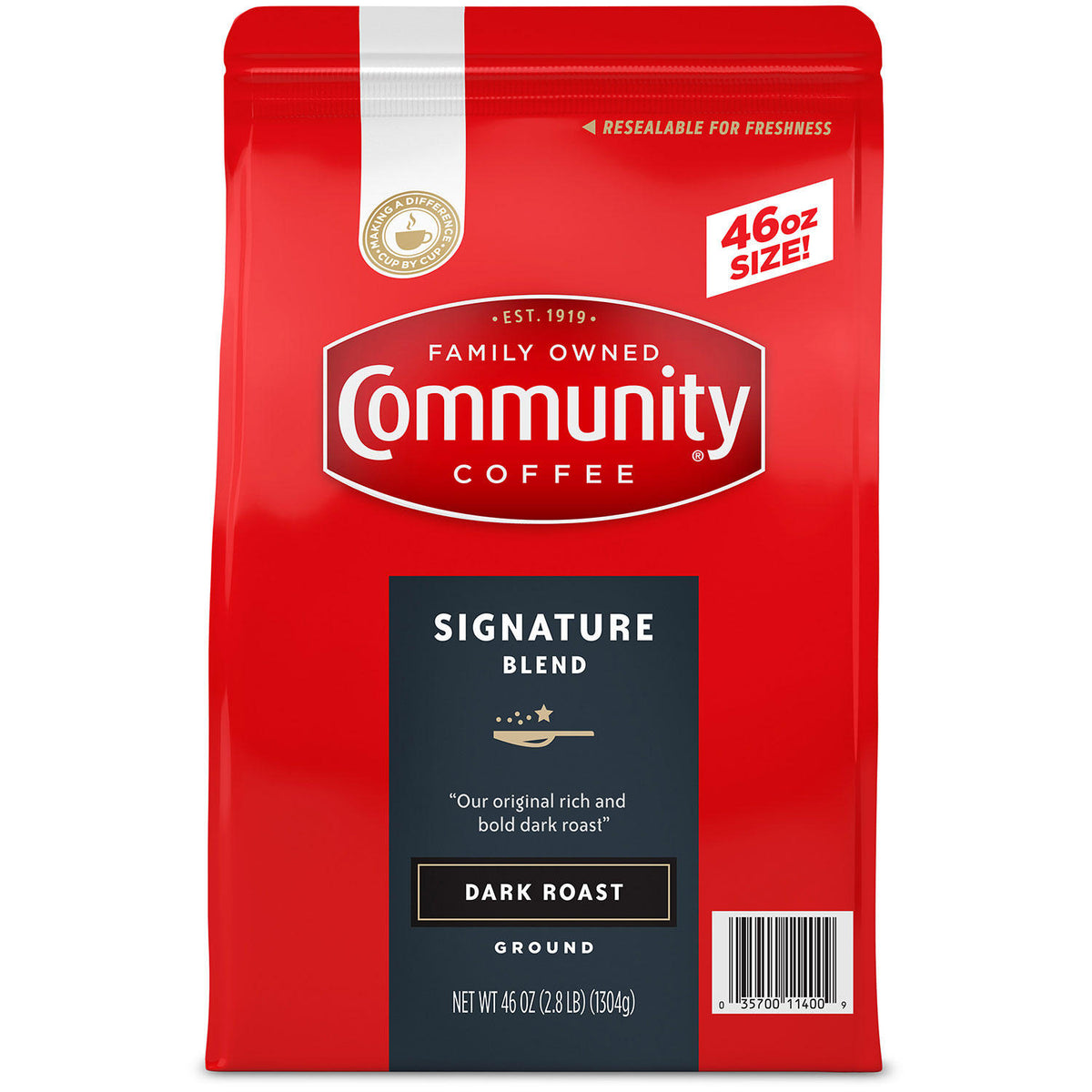 Community Coffee Ground Dark Roast, Signature Blend, 46 oz