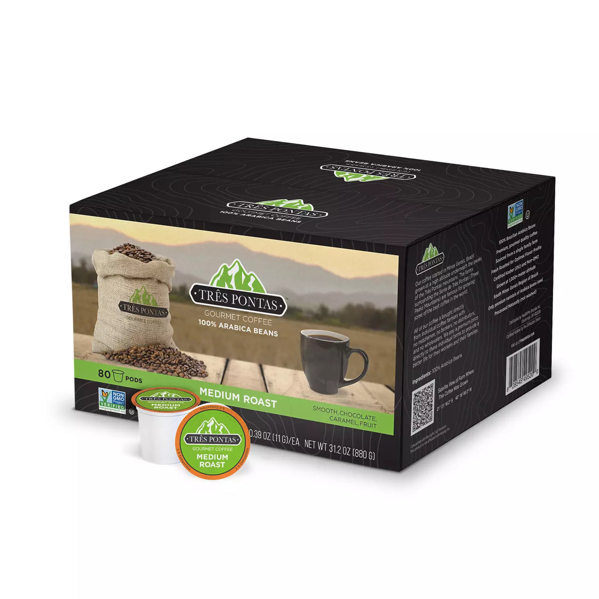 Três Pontas Coffee Pods, Medium Roast, 80 ea