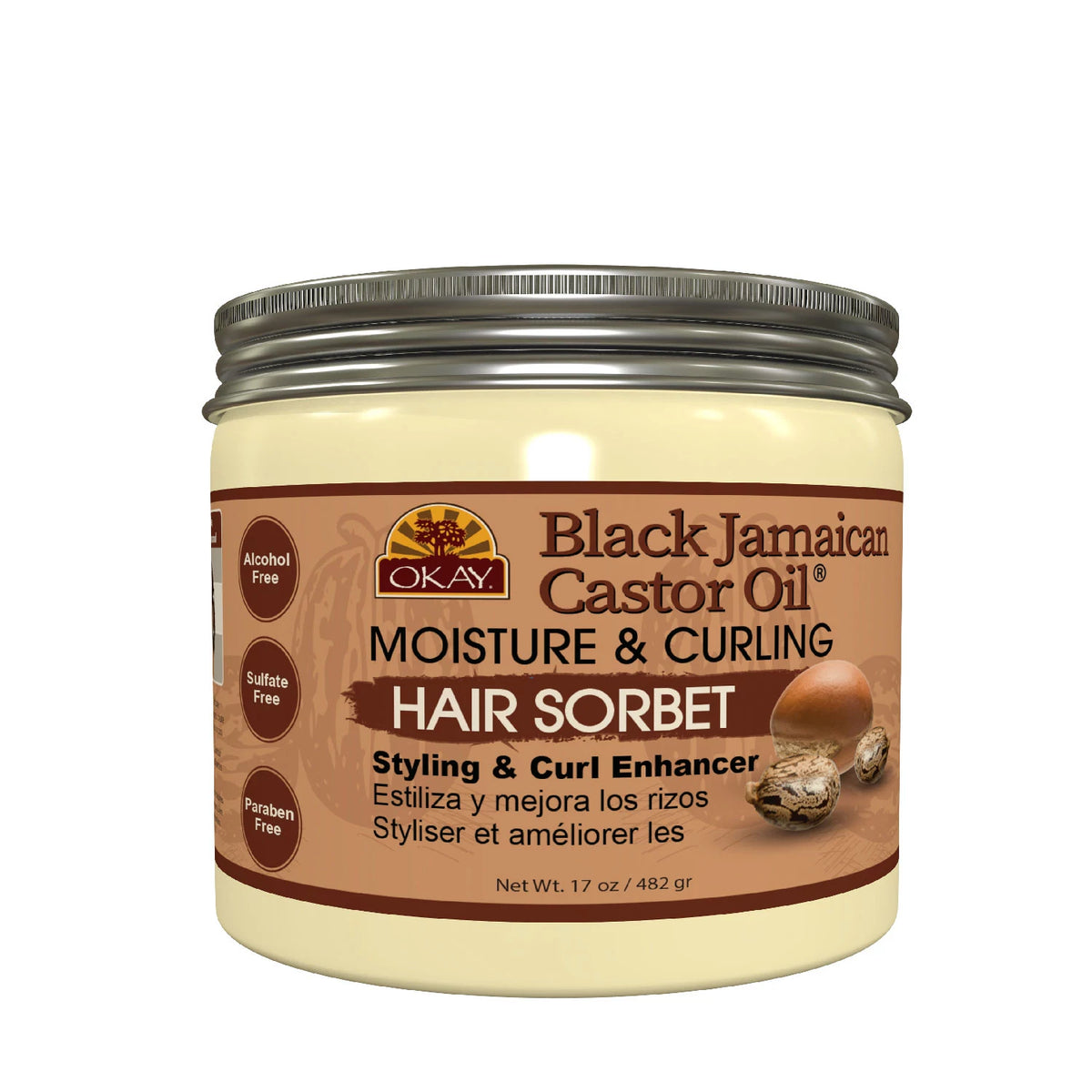 Okay Black Jamaican Castor Oil Moisture & Curling Hair Sorbet, 17 oz