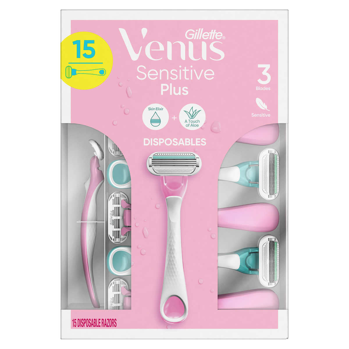 Gillette Venus Sensitive Plus Disposable Razor, 15 ea